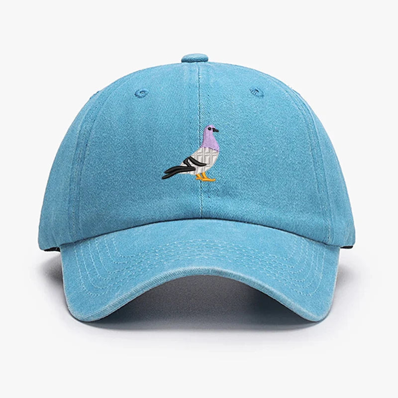 Embroidery Pigeon Design Spring vintage Baseball caps Men Women Water Washed Sunscreen Sun Hat Sports Fishing Sunshade Dad Hat