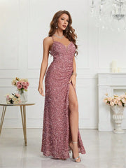 Homecoming Dresses: Unithorse Split Thigh Sequin Cami Women Dress