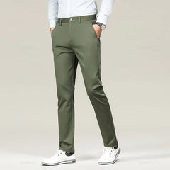 Men's Straight-fit Suit Pants Men Autumn Winter Business Stretch Grey Khaki Black