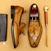 Italian Mens Business Loafers Luxury Genuine Leather Handmade Summer