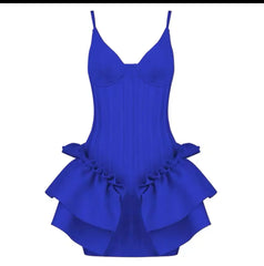 Black Red White Ladies HL Bandage Dress Strap V-Neck Bodycon Mini Dress