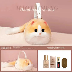 Lolita Plush Cute Cat Bag Women Harajuku Animal Circular Fur Soft Kawaii