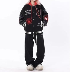 Jackets Men Embroidery Baseball Jacket removable Hat Spliced PU Leather