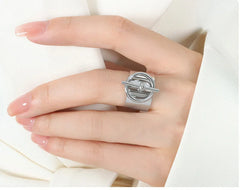 Stainless Steel Ring for Women Opening Adjustable Hip Hop Geometric Chain