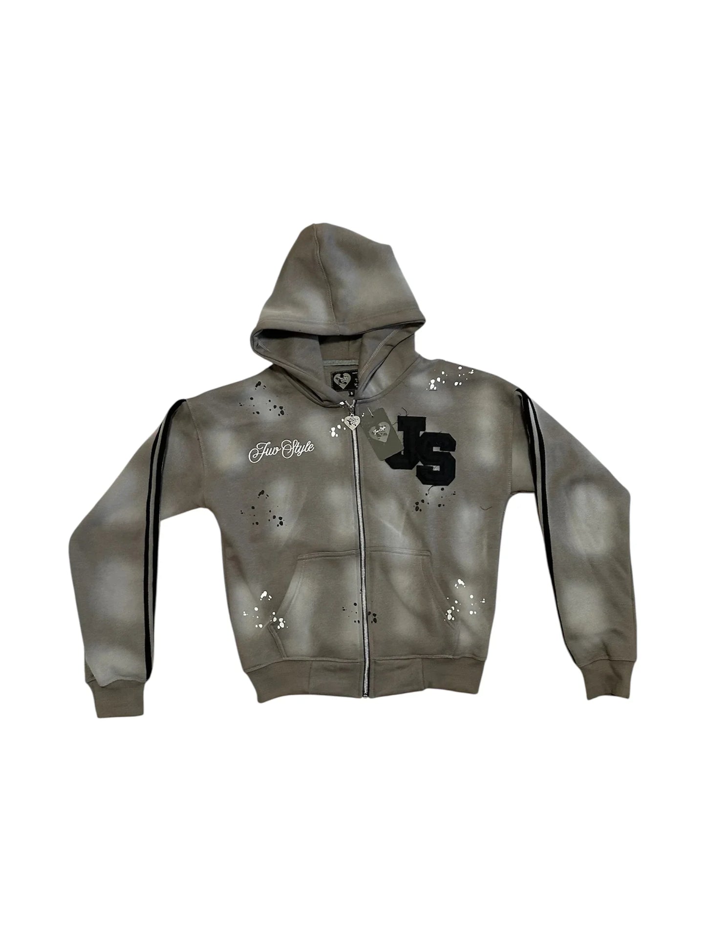 Y2K New Light Grey Classic Style Sports Set Street Hip Hop Stripe Fashion Set 2025 Men's Wear