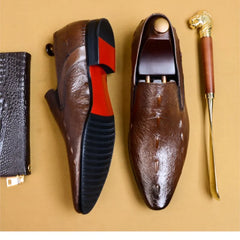 HNXC Men Dress Shoes Crocodile Pattern Black Casual Men Luxury Loafers