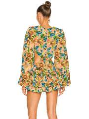 Formal attire Dresses: Women Long Sleeve Hollow Out Floral Pleated Mini