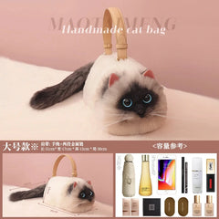 Lolita Plush Cute Cat Bag Women Harajuku Animal Circular Fur Soft Kawaii