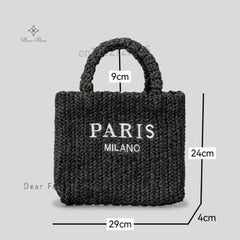 Women's Fashion Large Capacity Handmade Straw Knitting Tote Bag Summer Travel