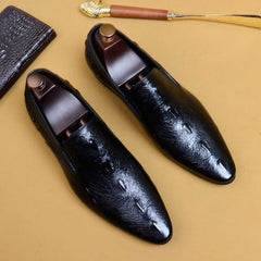 HNXC Men Dress Shoes Crocodile Pattern Black Casual Men Luxury Loafers