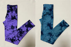 Women Tie Dye Gym Leggings Seamless Yoga Pants Scrunch Sports Fitness Tights