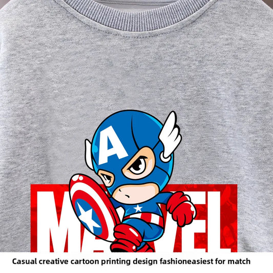Marvel Spring/autumn Children's Clothing Sets Captain America Boys O Neck Hoodies Pants Two Piece Casual Pullover Set for Kids