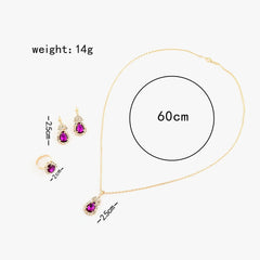 Blue Crystal Ring Necklace Earrings Set Wedding Jewelry Sets For Brides Pendant