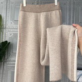 S-3Xl Elegant Woolen Wide Leg Pants Women Korean Fashion Striped Knitted Pants
