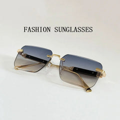Sunglasses Women Trendy Vintage Designer Rimless Sunglasses For Men