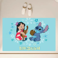 Cartoon Stitch and Lilo Cute Floor Mat Anti-Slip Bathroom Kitchen Bedroom Living Room
