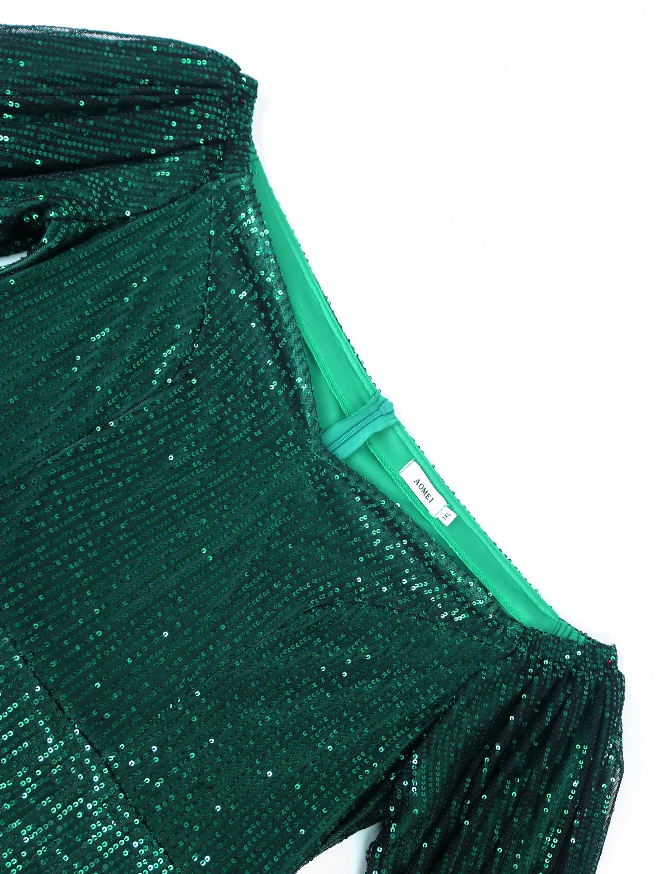 Green Sheath Dresses for Women Plus Size Cold Shoulder Lantern Sleeve High Waist