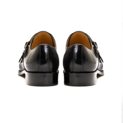 Luxury Men's Double Buckle Monk Strap Formal Shoes Genuine Leather Classic