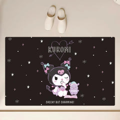 Cartoon Kuromi Cute Floor Mat Anti-Slip Bathroom Kitchen Bedroom Living Room