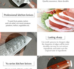 1PCS or 3PCS Kitchen Knife Sets Japanese Forged Damascus Steel Chef