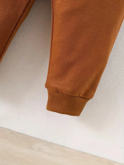 Newborn Baby Boy Long Sleeve Fleece Hoodie with Number Letter Pattern And Casual Sports Pants Set Autumn Winter Outdoor Wear