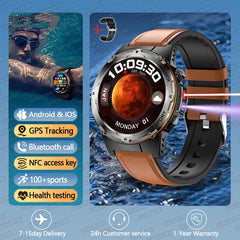 T-Rex 3 GPS Sports Waterproof Smart Watch Men 3ATM waterproof 500mAh Battery NFC Call 2026 New Military Smartwatch UV+Infrared