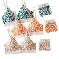 Women's Leopard Print Traceless and Steel Rim Bra Adjustable