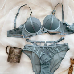 Women Lace Underwear Hollow Push Up Bra Set Classic Bandage Adjustable