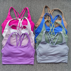 Women Fitness Bra Tights Yoga Vest High Strength Shockproof Gym Sports Top