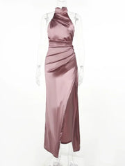 Evening wear Dresses: Party Evening Dress Women Sleeveless Long Halter Dress