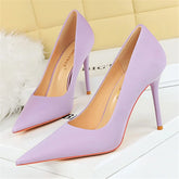 Women 10cm High Heels Satin Silk Dress Stiletto Fashion Pumps Lady Wedding Bridal