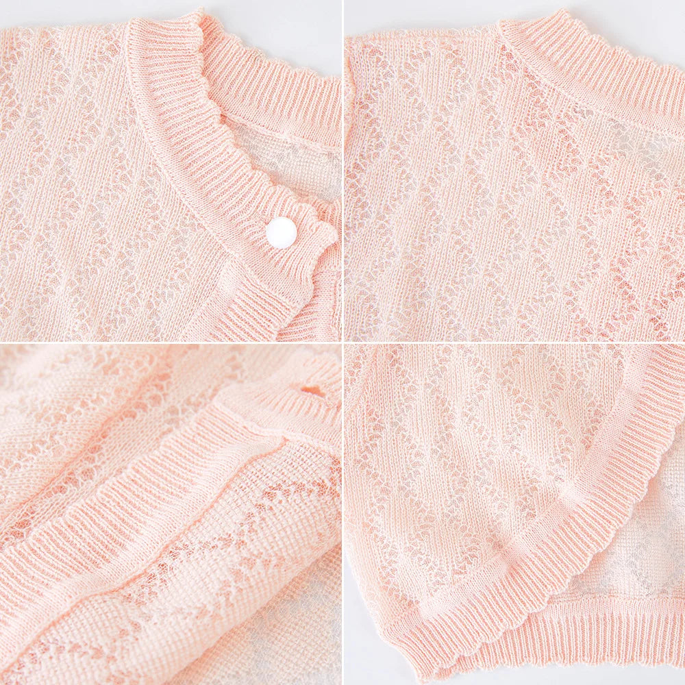 Plain Green Cardigan Girls Thin Summer Jacket Cotton Children Coat Kids Clothes