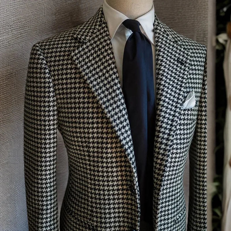Tuxedo for Mens: Business Blazer for Men Plaid Notched Lapel Suit Jacket