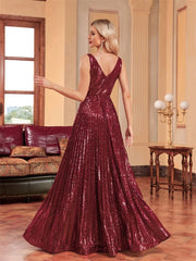 Homecoming Dresses: V Neck Long Sleeves Formal Evening Dress Women