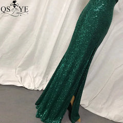 Evening wear Dresses: Shoulder Straps Prom Gown Sequin Long Party Dress