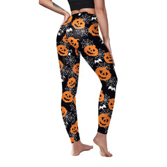 Halloween Pumpkin Skull 3D Print Pattern Stripe Workout Pants Leggings