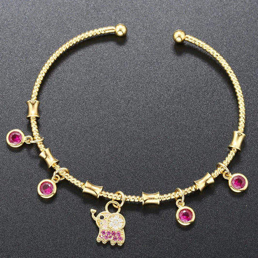 ZHUKOU candy charms bracelet for women Gold color romantic round charms bangles lady birthday gifts Man bracelet Jewelry VL338