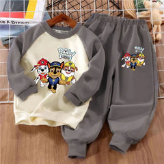 PAW Patro Print Kids Sport Clothes Sets Spring Fall Boys Spliced Sweatshirt 2-piece Suit Kids O Neck Hoodies Trousers 2pcs Set