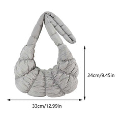 Bag Large Capacity Crescent Bag for Women's Solid Color Puffer Trendy Shoulder Bag