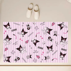 Cartoon Kuromi Cute Floor Mat Anti-Slip Bathroom Kitchen Bedroom Living Room