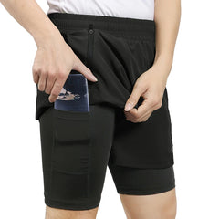 Men's 7" Running Shorts 2 in 1 Quick Dry Athletic Training Exercise Jogging
