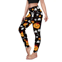 Halloween Pumpkin Skull 3D Print Pattern Stripe Workout Pants Leggings