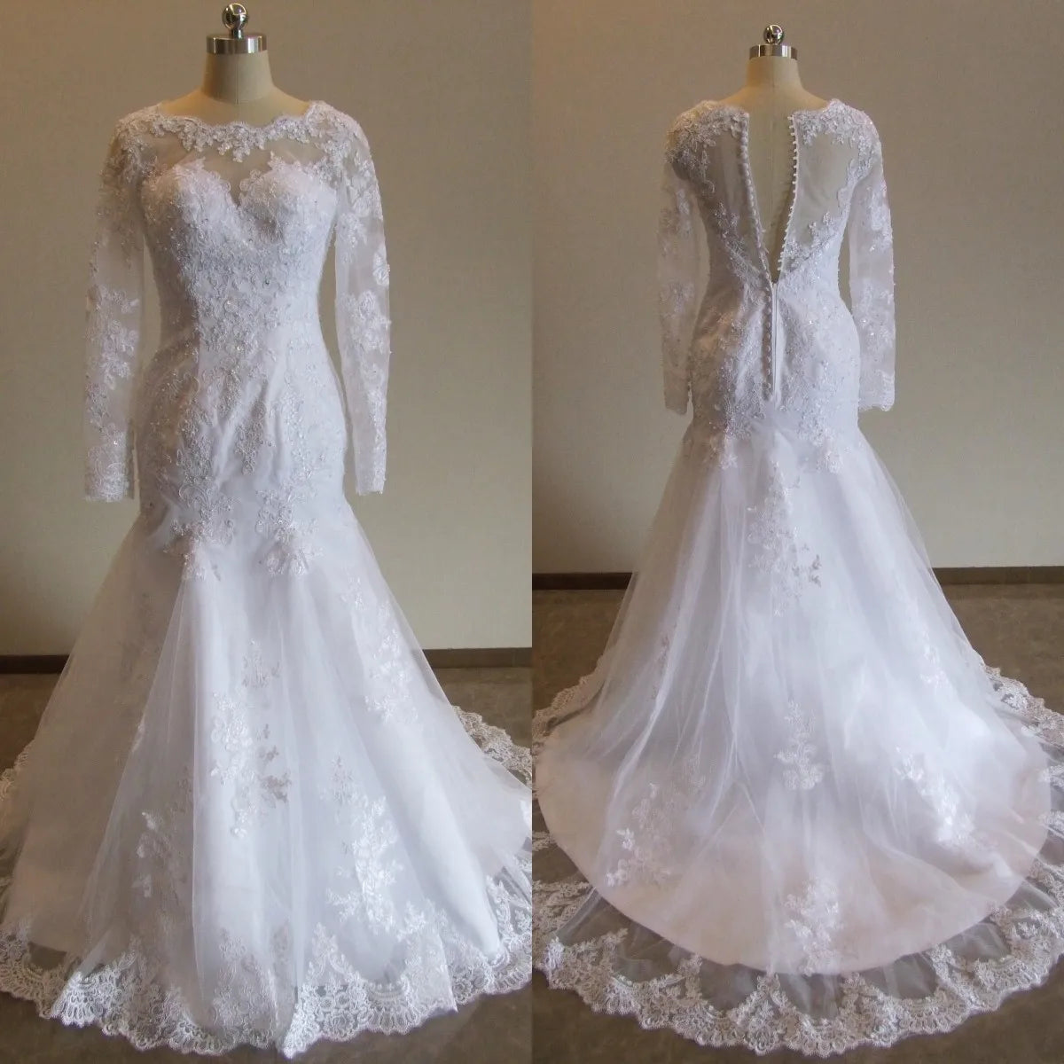 White Bridesmaid Dresses: Mermaid Wedding Dresses Lace Appliques Wedding