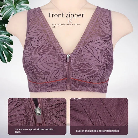 Sports yoga bra cotton cups front zipper underwear breathable women