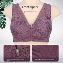 Sports yoga bra cotton cups front zipper underwear breathable women