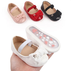 Baby Girl Shoes Cute Bowknot Toe-covered Soft PU Mary Jane Shoes Anti-slip
