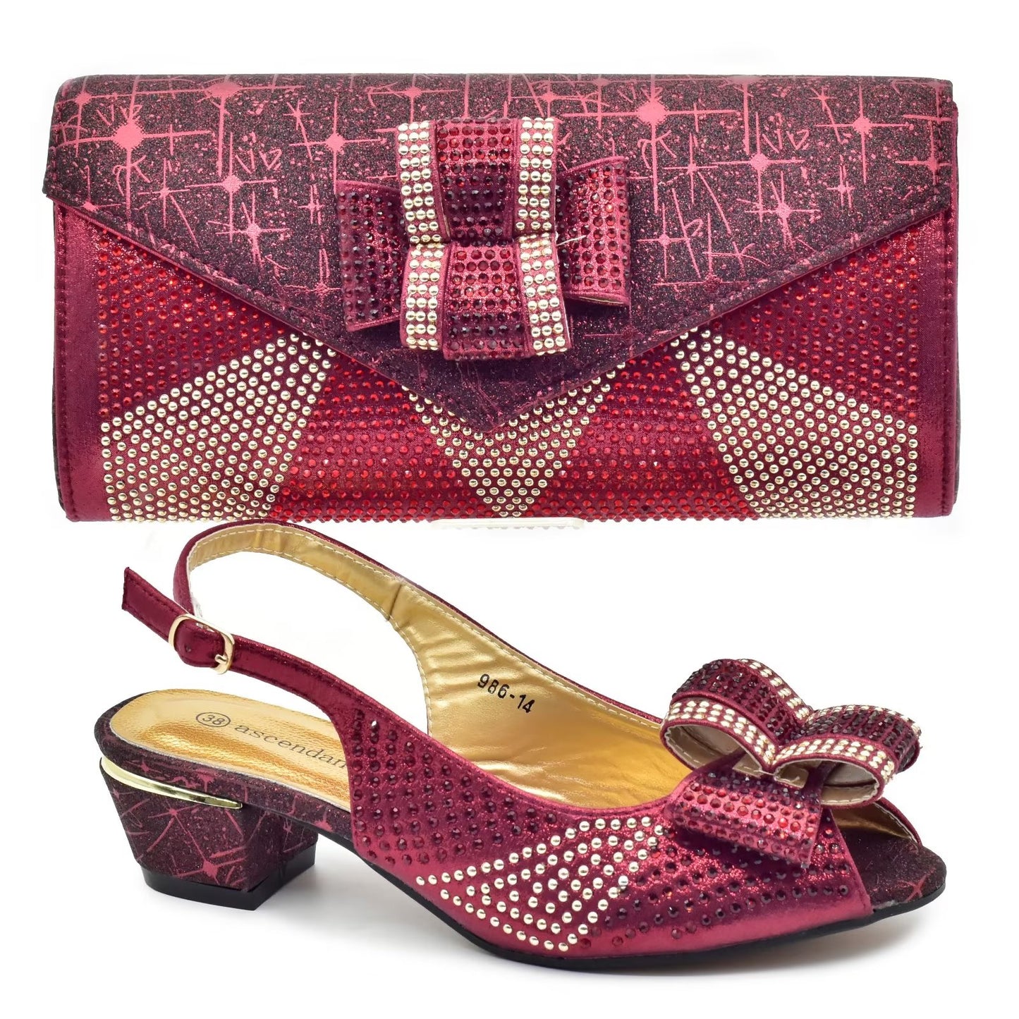Matching Shoes and Bags: Shoes And Bag Matching Set With Gold Women Italian Shoes