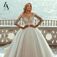 White Bridesmaid Dresses: Wedding Dress Beaded Satin Ball Gown Elegant Princess