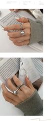 925 Sterling Silver Rings Couples Accessories INS Fashion Vintage Twist Design Round