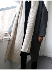 Autumn Winter Loose Casual Grey Black Soft Warm Woolen Cocoon Coat